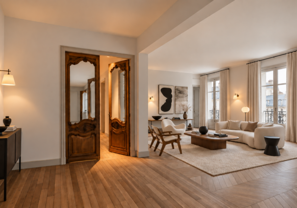 Salon et portes anciennes conservées – Appartement, Paris 6