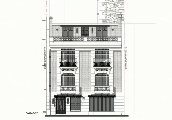 Façade sur rue, dessin de l’agence
