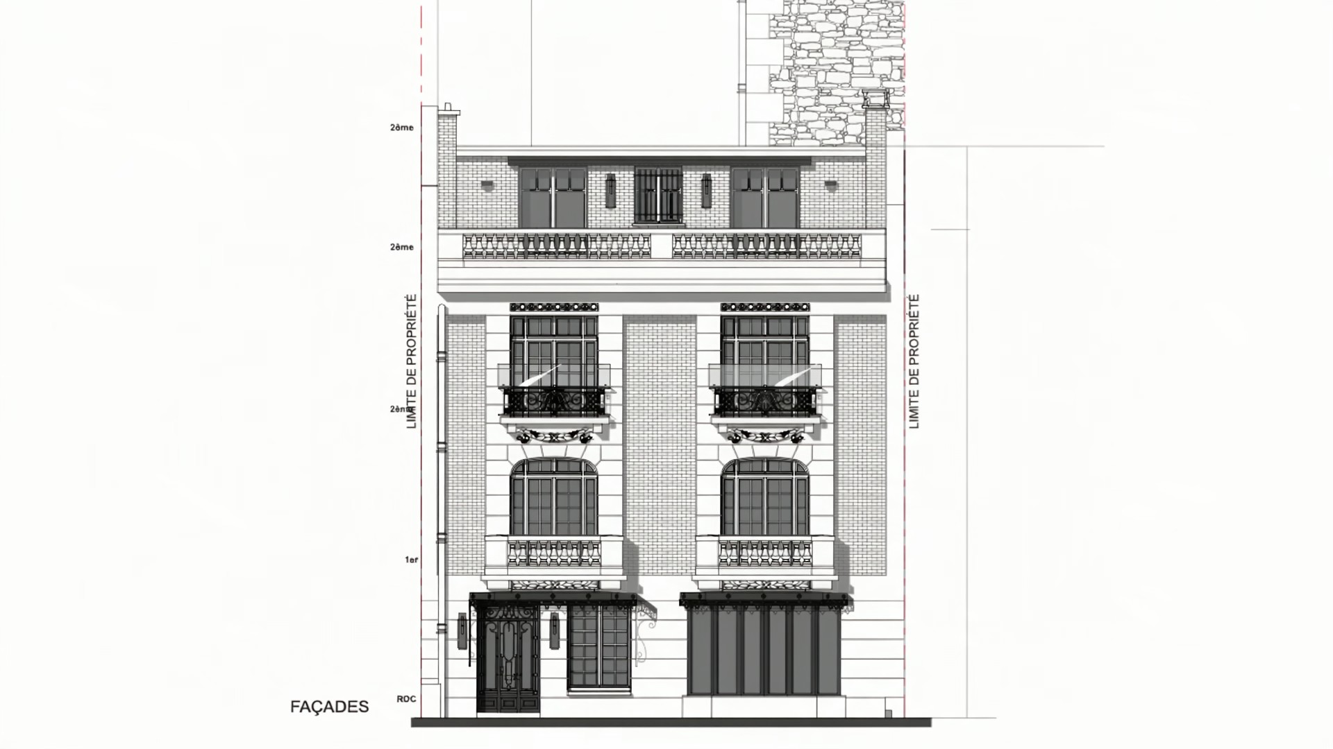 Façade sur rue, dessin de l’agence